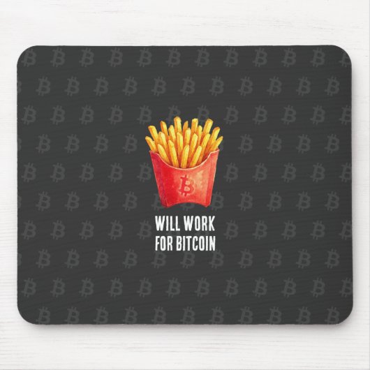 Will Work For Bitcoin (Black) Mousepad (Vorne)