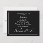Will You Be My Bridesmaid? Black & White Card (Vorderseite)