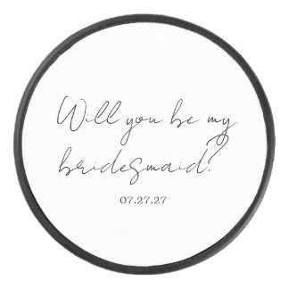 Will You Be My Bridesmaid Custom Cursive Eishockey Puck