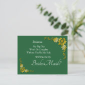 Will You Be My Bridesmaid? Emerald Green & Gold (Stehend Vorderseite)