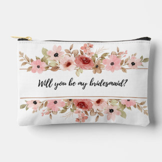 Will You Be My Bridesmaid Floral Cosmetic Pouch Zubehörtasche