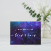 Will You Be My Bridesmaid. Galaxy Cosmic Night Sky Postkarte (Stehend Vorderseite)