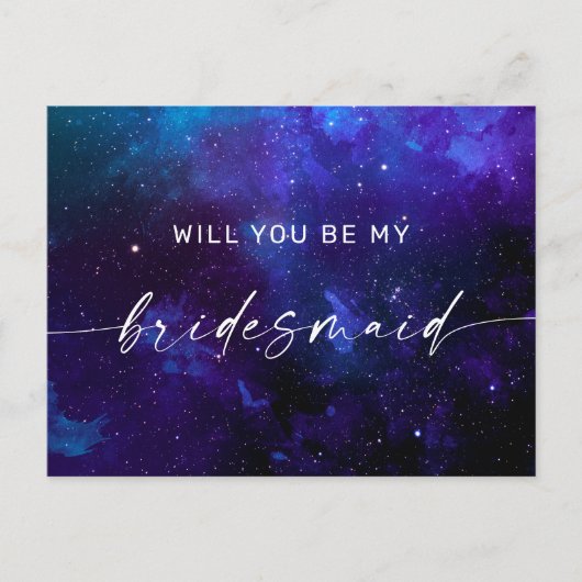 Will You Be My Bridesmaid. Galaxy Cosmic Night Sky Postkarte (Vorderseite)