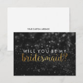 WIll You be My Bridesmaid - Glit Script Fab Black Einladung (Vorne/Hinten)