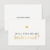 WIll You be My Bridesmaid - Gold Heart Script Fab Einladung (Vorne/Hinten)