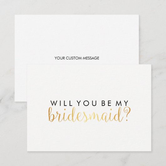 WIll You be My Bridesmaid - Gold Script Fab Einladung (Vorne/Hinten)