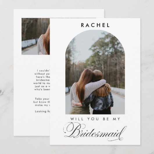 Will you be my Bridesmaid Minimalist Photo Script (Vorne/Hinten)