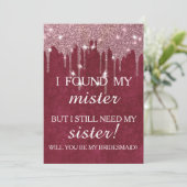 Will you be my bridesmaid? Rose Gold Dripping Invi Einladung (Stehend Vorderseite)