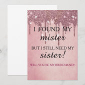 Will you be my bridesmaid? Rose Gold Dripping Invi Einladung (Vorne/Hinten)
