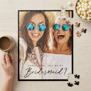 Will You Be My Bridesmaid? Trendy Script Foto Puzzle