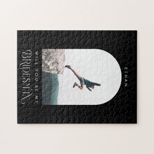 Will you be my Bridesman Minimal Photo Black Arch Puzzle (Horizontal)