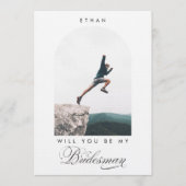 Will you be my Bridesman Minimal Photo Modern Arch Einladung (Vorderseite)