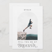 Will you be my Bridesman Minimal Photo Modern Arch Einladung (Vorne/Hinten)