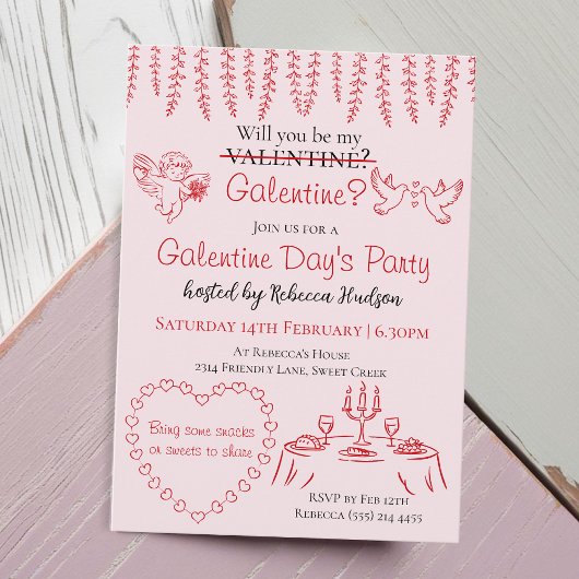 Will You Be My Galentine? Galentine Day's Party Einladung