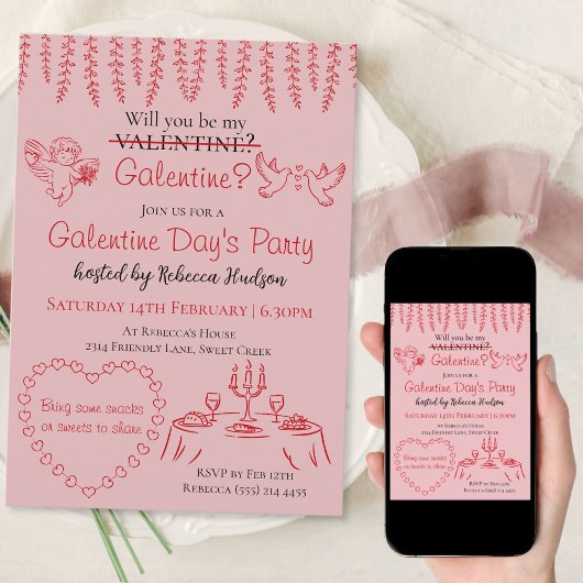 Will You Be My Galentine? Galentine Day's Party Einladung