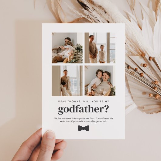 Will You Be My Godfather 4 Photo Proposal Card Einladung