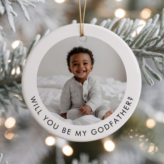 Will You Be My Godfather Photo Proposal Keramik Ornament