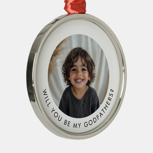 Will You Be My Godfathers Photo Proposal Ornament Aus Metall (Rechts)