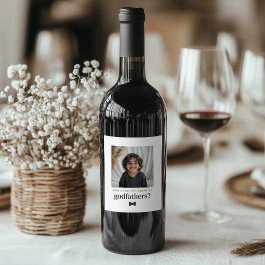 Will You Be My Godfathers Photo Proposal Weinetikett