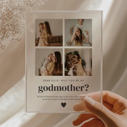 Will You Be My Godmother 4 Photo Proposal Card Acryleinladungen
