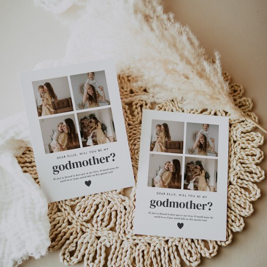 Will You Be My Godmother 4 Photo Proposal Card Einladung