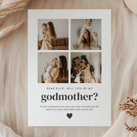 Will You Be My Godmother 4 Photo Proposal Card Einladung