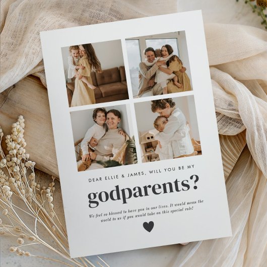 Will You Be My Godparents 4 Photo Proposal Card Einladung