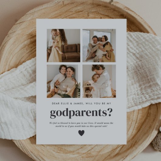 Will You Be My Godparents 4 Photo Proposal Card Einladung