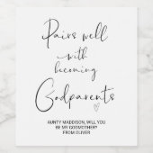Will You Be My Godparents New Baby Announcement Wi Weinetikett (Einzelnes Label)