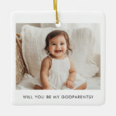 Will You Be My Godparents Photo Proposal Keramikornament (Vorderseite)