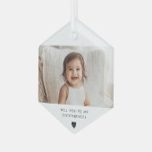 Will You Be My Godparents Photo Proposal Ornament Aus Glas (Vorderseite Links)