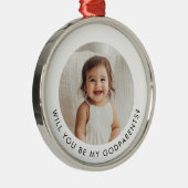 Will You Be My Godparents Photo Proposal Ornament Aus Metall (Rechts)
