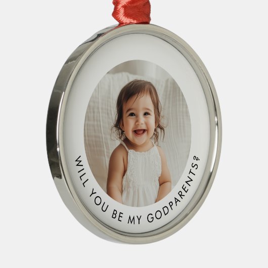 Will You Be My Godparents Photo Proposal Ornament Aus Metall (Rechts)
