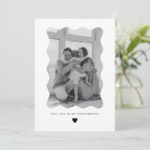 Will You Be My Godparents Wavy Photo Proposal Card Einladung (Stehend Vorderseite)
