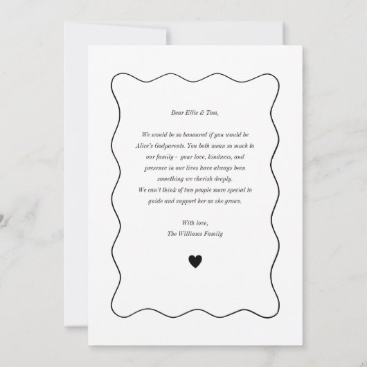 Will You Be My Godparents Wavy Photo Proposal Card Einladung (Rückseite)