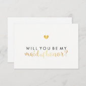 WIll You be My Maid of Hon - Gold Heart Script Fab Einladung (Vorne/Hinten)