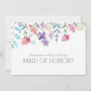 Will You Be My Maid of Honor Floral Watercolor Einladung