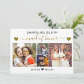 Will You Be My Maid Of Honor Proposal 4 Photo Einladung (Stehend Vorderseite)