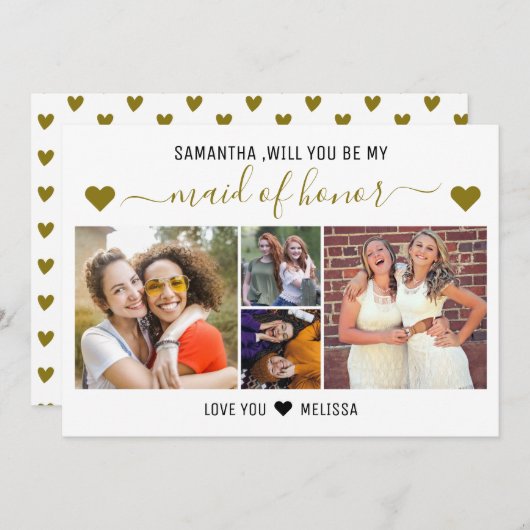 Will You Be My Maid Of Honor Proposal 4 Photo   Einladung (Vorne/Hinten)