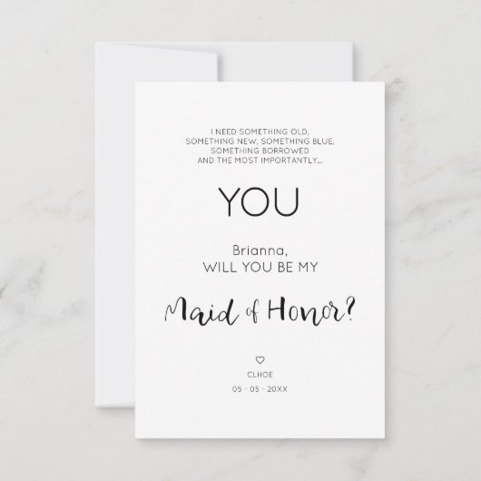 Will You Be My Maid of Honor Quote Photo Proposal (Rückseite)