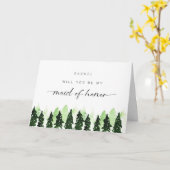 Will you be my Maid of Honor Winter Pine Tree Karte (Gelbe Blume)