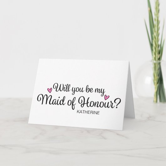 Will You Be My Maid of Honour From Bride Asking Karte (Vorderseite)