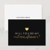 WIll You Be My Matron - Gold Heart Script Fab Einladung (Vorne/Hinten)
