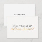 WIll You Be My Matron - Gold Script Fab Einladung (Vorne/Hinten)