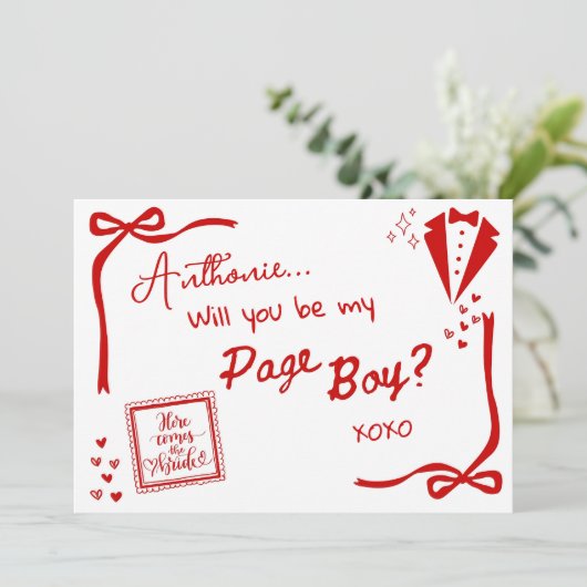 Will you be my Page Boy Card Invitation Einladung (Stehend Vorderseite)