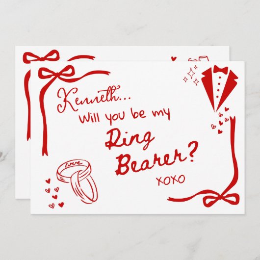 Will you be my Ring Bearer Card Invitation Einladung (Vorne/Hinten)