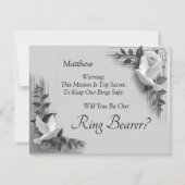 Will You Be My Ring Bearer? Grey Roses & Doves (Vorderseite)