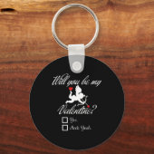 Will You Be My Valentine Funny Heart Cud V-day Schlüsselanhänger (Vorderseite)