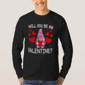 Will You Be My Valentine Gnome Heart Valentines Da T-Shirt (Vorderseite)
