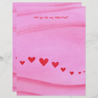 Will you be my Valentine, heart themed stationery Briefbogen